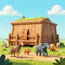 animal kingdom making their way to noah's ark