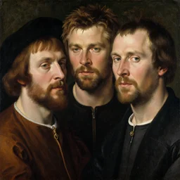 portrait of chris hemsworth combined with willem dafoe and steve buscemi, oil painting by jan van eyck, northern renaissance art, oil on canvas, wet - on - wet technique, realistic, expressive emotions, intricate textures, illusionistic detail
