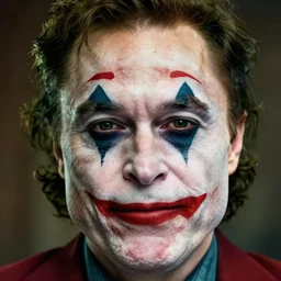 elon musk as joker, highly detailed face, 8 k, photograph by david lazar