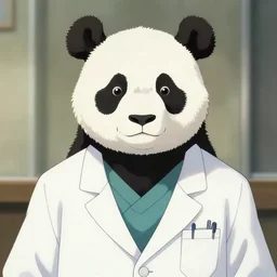 a panda wearing a lab coat, illustration concept art anime key visual trending pixiv fanbox by wlop and greg rutkowski and makoto shinkai and studio ghibli and kyoto animation symmetrical facial features