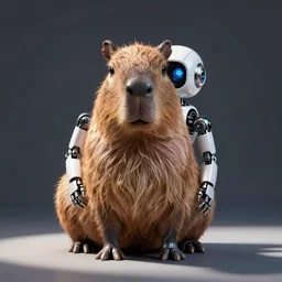 studio photo of a futuristic capybara robot