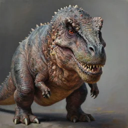 realistic detailed painting portrait of a hairy wrinkly trumposaurus, painting by greg rutkowski, painting by tomasz beksinski, artstation, deviantart, 8 k