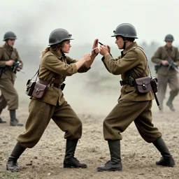 Nicole Aniston fighting in World War I, archive photograph