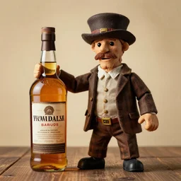 a perfect photograph of captain haddock made from a bottle of whisky
