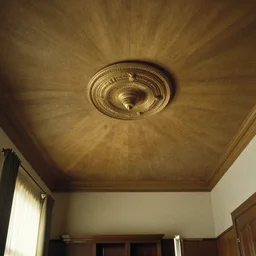 a worm's - eye view on furnished retro style room ceiling, by millais