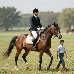 A horse riding a man