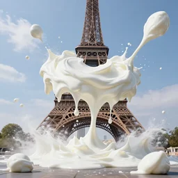 a dripping yogurt meteor made entirely of yogurt crashes into paris, yogurt covering everything, high resolution news footage, trending on artstation, photo