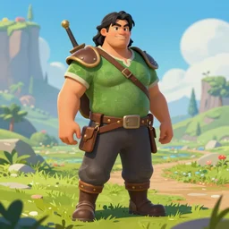slightly chubby asian man with medium black parted hair, dndbeyond, bright, colourful, realistic, dnd character portrait, full body, pathfinder, pinterest, art by ralph horsley, dnd, rpg, lotr game design fanart by concept art, behance hd, artstation, deviantart, hdr render in unreal engine 5