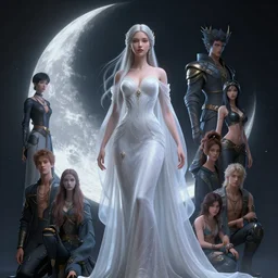 moon goddess, lunar princess, by stanley artgerm lau, wlop, rossdraws, james jean, andrei riabovitchev, marc simonetti, and sakimichan, trending on artstation, hyperrealist, cinema 4 d, 8 k highly detailed