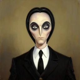 portrait of gomez addams from the addams family painted by norman rockwell