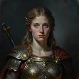 goddess of war. portrait. sinister atmospheric lighting. highly detailed painting by greg rutkowski.