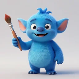 a beautiful portrait of a happy blue goblin creature with a paint brush by james gurney | unreal engine :. 3