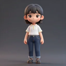 girl, hiroyuki takahashi style, transformed into 3 d picture. perfect render, perfect lighting