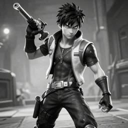 gigachad in apex legends, ingame screenshot, black and white, high detail