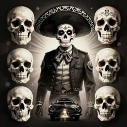 digital painting concept art for grim fandango with manuel calavera, lucasarts game, mexican day of the dead, skulls, smooth median photoshop filter cutout vector, noir, detective, casablanca, behance hd by jesper ejsing, by rhads, makoto shinkai and lois van baarle, ilya kuvshinov, rossdraws, rex crowle global illumination