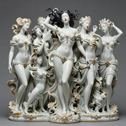 high intricate porcelain baroque gorgeous woman full body pose very white skin dark hair flowing red lips, full body, sensual, 8 k, hyperrealistic hyperdetailed maria panfilova, andrea savchenko, mike kime, ludovic plouffe, qi sheng luo, oliver cook, trending on artstation