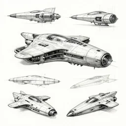 brutalist design spaceship sketches