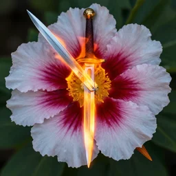flower, life, sword, fire