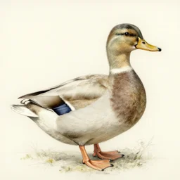detailed fictional blueprint of a duck, adolphe millet style