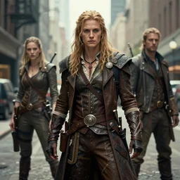 heroic urban fantasy adventurer, realistic sharp details, magical realism, costume design, by jordan grimmer and greg rutkowski and larry elmore