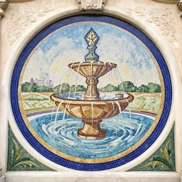 a Mosaic of a fountain