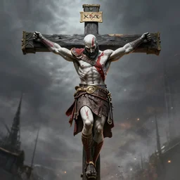 kratos on crucifix