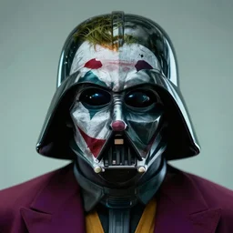 symmetrical - face!! portrait shot of a hybrid of the joker and darth vader in cyberpunk 2 0 7 7, realistic, professionally color graded, intricate, elegant, highly detailed, centered, digital painting, artstation, concept art, smooth, sharp focus, illustration, artgerm, tomasz alen kopera, peter mohrbacher, donato giancola, joseph christian leyendecker, wlop, boris vallejo