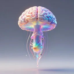 an iridescent chakra exploding brain mushroom lsd limerence paintbrush jellyfish nervous system suspended in rainbow liquid paint lake on a creative whimiscal alien planet, black paper, obscure, serendipity, gustave darrow, dan mumford, wlop, artgerm, moebius