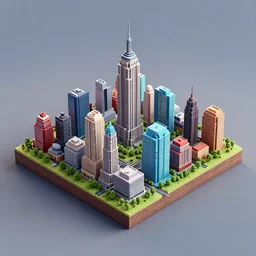 3 d isometric diorama full view of small square island new york buildings, ultra detailed, hd textures, sharp focus, volumetric light, depht of field, a 3 d render by filip hodas, featured on polycount, cubo - futurism, colorful, voxel art, diorama, cityscape, octane render, no crop!!!