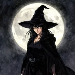 portrait, silhouette of a witch in front of the full big moon, watercolor, dramatic lighting, cinematic, establishing shot, extremly high detail, foto realistic, cinematic lighting, pen and ink, intricate line drawings, by Yoshitaka Amano, Ruan Jia, Kentaro Miura, Artgerm, post processed, concept art, artstation, matte painting, style by eddie mendoza, raphael lacoste, alex ross