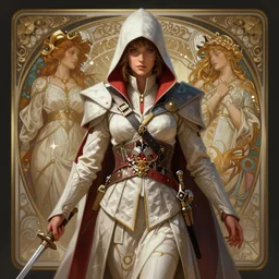 elise from assassin's creed unity, d & d, fantasy, intricate, elegant, highly detailed, digital painting, artstation, concept art, matte, sharp focus, illustration, hearthstone, art by artgerm and greg rutkowski and alphonse mucha