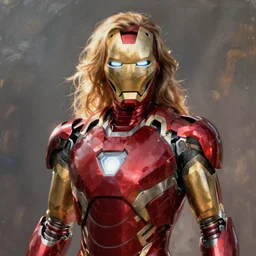 Detailed digital art of iron man female armor