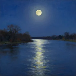 mississippi river in the moonlight by bob ross,