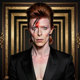front shot of david bowie in labyrinth, 8 5 mm f 1. 8, elegant ( ( intricate ) ) highly detailed concept artstation sharp focus ray tracing cinematic masterpiece fine portrait, by artgerm greg rutkowski tooth wu beeple