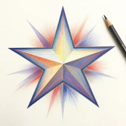 Colored pencil art on paper, Star art abstraction, artstation, MasterPiece, Award-Winning, Caran d'Ache Luminance