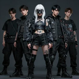 very cool girl white hair girl with mask, streetwear, techwear, cyberpunk style outfit, full body, nose piercing, detailed portrait, intricate complexity, by greg rutkowski, james gilleard, atey ghailan, artgerm, ross tran, conrad roset, takato yomamoto, ilya kuvshinov. 4 k, beautiful, cinematic dramatic atmosphere
