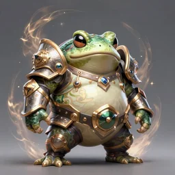 a fat whimsical anthropomorphic toad wearing regal ornate armor, battle stand, smooth, intricate, elegant, power aura, digital painting, artstation, concept art, high tech fantasy, sharp focus, illustration, art by james jean and justin gerard, overwatch character