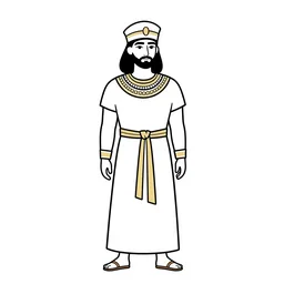 simple line art outline of a 30 year old man in ancient Canaanite clothing