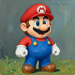 A painting of Super Mario, in the style of Picasso