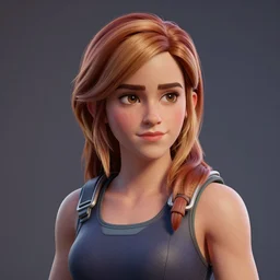 textured film grain subsurface scattering fashion model face squinting emma watson as a fortnite character cgsociety octane render unreal engine redshift render trending on artstation trending on artstation render blender behance cg superhero