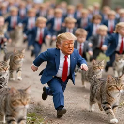 thousands of little donald trumps run from cat