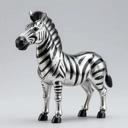 zebra - shaped figurine in silver and ebony. victorious zebra. detailed 8 k, award - winning photography