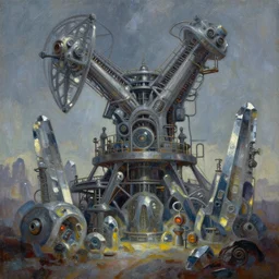 complex crystal mine, futuristic equipment, oil painting, by greg rutkowski