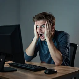 scared computer man
