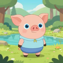 very cute and adorable little piggy knight princess, big beautiful blue eyes, piglet, fantasy forest landscape, lake, summer, pale blue outfit, cute forest creature, fluffy, pastel colors, Adventure Time, Dreamworks, Behance, Pokemon, Artstation, trending on artstation, peach and goma style, milk and mocha style, art of silverfox, Yee Chong Silverfox, Sydney Hanson, Sofya Emelenko, Elina Karimova