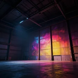 Huge space hangar. Dramatic, cinematic, high quality, shadows, ArtStation, realistic photograph, dark ambience, vibrant colors, Unreal Engine 5, rendered by Octane.