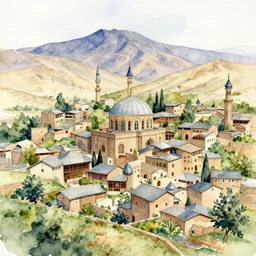 watercolor kurdish destination, highly detailed, 4 k