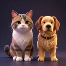 photorealistic mix between a cat and a dog. hyperdetailed photorealism, 1 0 8 megapixels, amazing depth, high resolution, 3 d shading, 3 d finalrender, 3 d cinematic lighting, glowing rich colors, artstation concept art.
