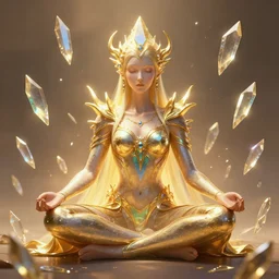 a photo of 8 k ultra realistic corrupted rainbow shard humanoid queen meditating, swarm of transparent glass shards, d & d, fantasy, cinematic lighting, highly detailed, artstation, concept art, smooth, sharp focus, illustration, warm light, cozy warm tint, magic the gathering artwork, volumetric lighting, 8 k, no gold, no gold colours, art by akihiko yoshida, greg rutkowski