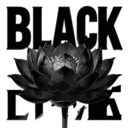 fantasy art a black lotus with bold typography anime key art, high resolution, by designers republic